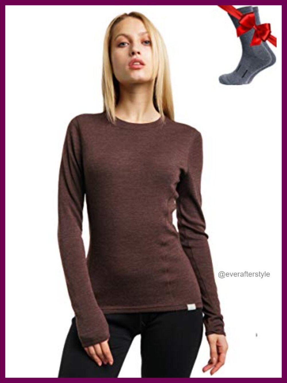 100% Merino Wool Base Layer Women Long Sleeve Thermal